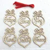 Christmas letter wood Heart Bubble pattern Ornament Christmas Tree Decorations Home Festival Ornaments Hanging Gift, 6 pc per bag OP286