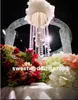Centerpieces novo do cristal do ouro do estilo para a tabela do casamento, suportes da vela da flor alta