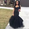 2018 New Sexy 2k18 Evening Dresses Sweetheart Mermaid Long Floor Length Black Crystal Beaded Tulle Prom Dress Party Pageant Formal Gowns