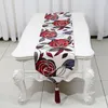 Runner da tavolo rettangolare con fiori di rosa di diverse dimensioni, in stile europeo americano, tovaglia da tè, cuscinetti protettivi per tavolo da pranzo in broccato di seta di fascia alta