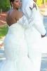 Artı Beden Denizkızı Gelinlikleri Afrika tarzı aplike shouler dantel uzun kollu gelinlikler vestidos de novia 2019 cust2607