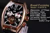 Forsining Quadratisches mechanisches Design Roségoldgehäuse, weißes Zifferblatt, braunes Lederarmband, Herrenuhren der Top-Marke, Luxus-Automatikuhr Watch313S
