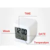 night lights Cube Colorful Glowing 7 Led Colors Changing Digital Alarm Clock with Time Date Week Temperature Display6699092