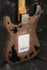 I lagerhandarbete John Mayer Relic Black 1 Masterbuilt Electric Guitar Aged Gold Hardware Nitrolacquer Paint Tremolo Bridge Whammy Bar Vintage Tuners