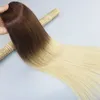 Echthaar-Webart, Ombre-Farbstoff, brasilianisches reines Haar, Bündelverlängerungen, zweifarbig, 4 # Braun bis # 613 gebleichtes Blond