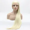 Iwona Hair Straight Extra Long White Light Blonde Mix Wig 22#1001/613 Half Hand Tied Heat Resistant Synthetic Lace Front Wigs