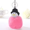 Haute qualité dessin animé bonhomme de neige boule de cheveux porte-clés accessoires créatifs sac pendentif en cuir PU KR363 porte-clés mélanger l'ordre 20 pièces beaucoup