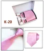 Mode Neck Tie Set Handkerchief Manschettknapp Slipssklipp Presentförpackning 20 Färger för Fars Dag Mäns Business Tie Julklapp Gratis Ship