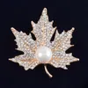 Vintage Rhinestone Broszka Pin Gold-Plate Alloy Pearl Leaf Jewelry Biżuteria BOOSAGE Dla Bridal Ślubny Zaproszenie Kostium Party Dress Pin Prezent