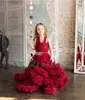 雲の小さな花の女の子の服のための婚約者のための赤ちゃんパーティーフロック本物のイメージの高級女の子ページ選手のドレス子供のウエディングドレスイブニングガウン2017