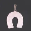 Horseshoe Natural Stone Horse's Hoof Pendants Mixed Lucky Jewelry Colroful Stones Charms Pendulum for Jewelry Making 10pcs/lot free shipping