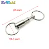 10pcs / lot Porte-clés amovible Porte-clés à dégagement rapide Double porte-clés détachable Porte-serrure en acier chromé Clé à tirer Ri333g