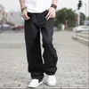 Jeans hip hop interi neri pantaloni larghi stile larghi per jeans rap da ragazzo pantaloni grandi grassi da uomo pantaloni lunghi hiphop large233u