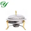 Mini Hot Pot Set Fornuis Kachel Chafing Dish Pots Serving Stand Heater Roestvrij Gouden Kroon Lid 30cm Buffet Pan Server Voedsel Lade Warmer Fondue