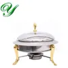 Mini Hot Pot Set Cook Stov Chafing Dish Potter Servering Standvärmare Rostfritt Guldkrona Lock 30cm Buffé Pan Server Food Tray Warmer Fondue