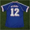 قمصان كرة القدم Retro 1998 10 # ZIDANE 12 # HENRY Ribery MAILLOT DE FOOT 98 زي كرة القدم 1996 2000 2002 2004 2006 مجموعة قمصان هومز