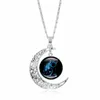 Märke Explosive 12 Constellations Ädelsten Halsband Silver Moon Hängsmycke Necklaces N565 (med kedja) Blanda Beställ 20 stycken mycket