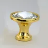 25MM 30MM Modern simple silver gold kitchen cabinet cupboard door handles clear Bauhinia flower glass crystal drawer knobs pulls