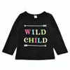 2017 Baby Girls Clothing Sets Spring Autumn Arrow Letter WILD CHILD T-Shirt Triangle Pants Headband 3Pcs Sets Baby Girl Outfits Kids Clothes