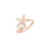 Everfast Wholesale 10pc/Lot justerbar Twinkle Stretch Star Ring Nautical Beach 2 Starfish Ring för kvinnor Födelsedagspresenter EFR068