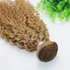 Afro Curly Weave Braziliaanse Human Hair Extensions Aardbei Honing Blond Remy Haarbundels 100 gram per stuk6333158