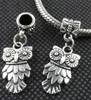 Breloques mixtes en alliage d'argent tibétain, 100 pièces, hibou, pendentif, perles pendantes, adaptées à la fabrication de bijoux européens, Bracelet