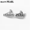 Earring Pearl Settings 925 Sterling Silver Cubic Zirconia Stud Earrings Semi Mounting for DIY 5 Pairs