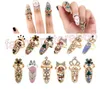 Modetrass söt bowknot finger nagel ring charm krona blommor kristall kvinnlig personlighet nagelkonst ringar