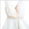 긴 시폰 신부 들러리 드레스 저렴한 아가씨 민소매 V 넥 루슈 하녀의 명예 파티 가운 Vestido de Bridal
