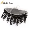 Cabello humano frontal de encaje de onda suelta 13X4 Frontal de encaje solo Hecho a mano Nudos blanqueados de encaje ondulado suelto Pre arrancado con cabello de bebé Negro natural Bella Hair Slay VENTA