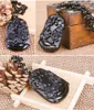 Naturel Obsidian Black Jade Pendentif Chinois Zodiaque Douze Animaux Collier A66