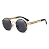 Oddkard Modern Steampunk Solglasögon för män och kvinnor Märke Designer Round Fashion Sun Glasses Oculos de Sol UV400