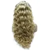 Long Curly 613 Blond Heat Friendly Fiber Hair Ombre Lace Front Wig