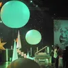 RGB -ljus sfärisk uppblåsbar boll med logotypen rund luftballon med utbytbara ljus för festtak som hänger upp