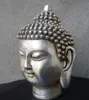5" Chinese Tibetan Buddhism White Copper Shakyamuni Buddha Head Statue