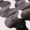1b grey Ombre Body Wave Hair Bundles Peruvian Human Virgin Sliver Grey Ombre Hair Extensions 3Pcs Lot 300G Two Tone Gray Hair Wef6166908