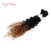 8 pçs / lote extensões de cabelo humano 250g kinky cabelo encaracolado extensões loira tecida fechamento, cor de borgonha tecer pacotes para mulheres negras marley