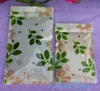 18*26cm, 100pcs/lot PET green flower printed ziplock bag-front clrear window reusable coconut packing zipper pouch, milk sack