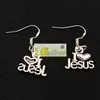 i Love Jesus Heart Dangle Chandelier Earrings 925 Silver Fish Ear Hook 30pairs/lot E385 15.7x30mm