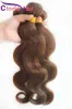 Klaring Verkoop Gemengde 3 stuks Body Wave Maleisische maagdelijk Human Hair Weave Bundels #4 Donkerbruine golvende natuurlijke inslag Full Bodywave Sew In extensions