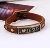 I Love Jesus Charm Armbanden Punk Retro Lederen Bangle voor Dames Mannen Party Club Mode-sieraden