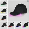 LED 야구 모자 코 튼 블랙 화이트 어둠 조정 가능한 Snapback 모자 빛나는 파티 모자에 빛나는 LED 빛 공 모자 빛나는 OOA2116