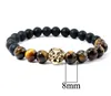 Strands Natural Tiger Eye Stone Black Agate Lion Head Unisex 8mm Kralen Yoga Armband Mix Order Mode-sieraden Groothandel