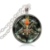 Pentagramme Collier pendentif tête de chèvre rouge pendentif Baphomet Collier bijoux satanisme gothique bijoux Collier Femme sans cou