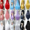 9 Colors Women Heat Resistant Hair Wigs Pink Black Blue Red Yellow white Blonde Purple 80cm Long Straight Cosplay Hair Party Synthetic Wigs