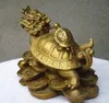Artesanato sorte chinês handwork Bronze Fengshui Dragão Estátua da Tartaruga