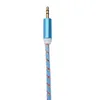 1m 3,5 mm Stereo AUDIO AUX Cable Flätat vävt tygledningsband Jack M / M Led för iPhone 5 6 6s plus mobiltelefon 50pcs