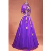 Robes de Quinceanera violettes deux pièces Sweety 16 ans robes avec veste en dentelle pure appliques perlées à lacets soirée bal occasion formelle SHJ