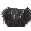 4C Afro Kinky Curly Clip i hårförlängning Asiatiska Remy Human Hair Clip Ins Full Head 7 PCSSet FDSHINE9509628