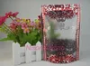 12x20cm 100pcs/lot standing matte transparent plastic ziplock bag with silver flower printing, coffee bean poly sack, candy red edge pouch